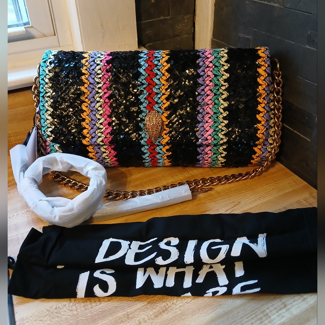 Kurt Geiger Black Crossbody Bag With Artisanal Zigzag Design
